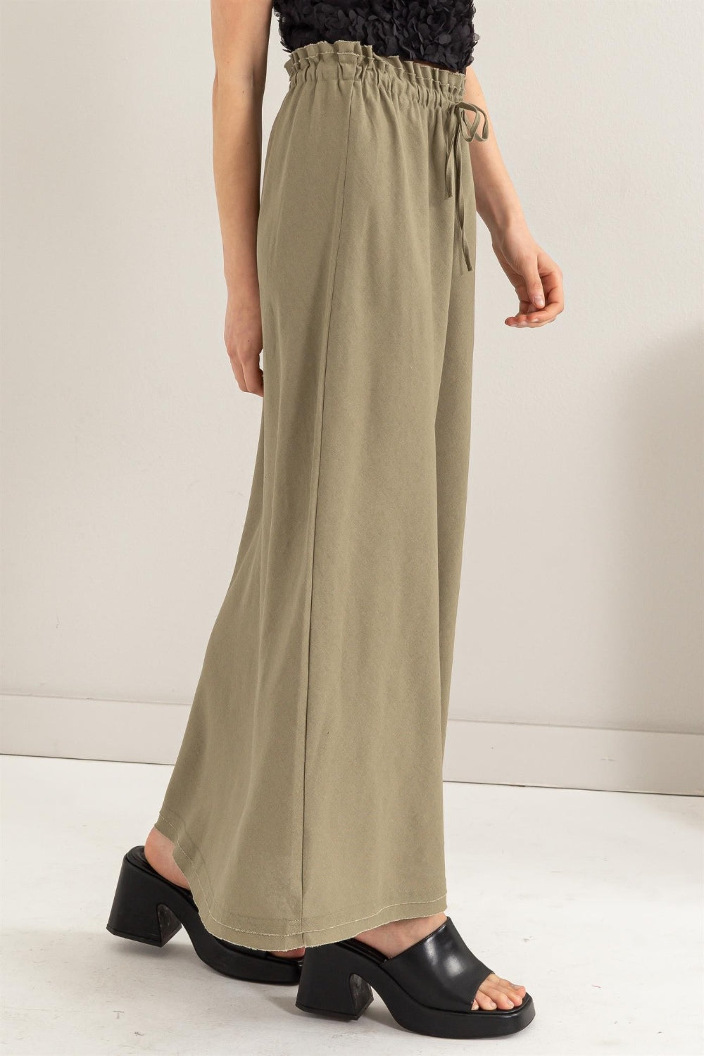 HYFVE Drawstring Washed Linen Maxi Skirt