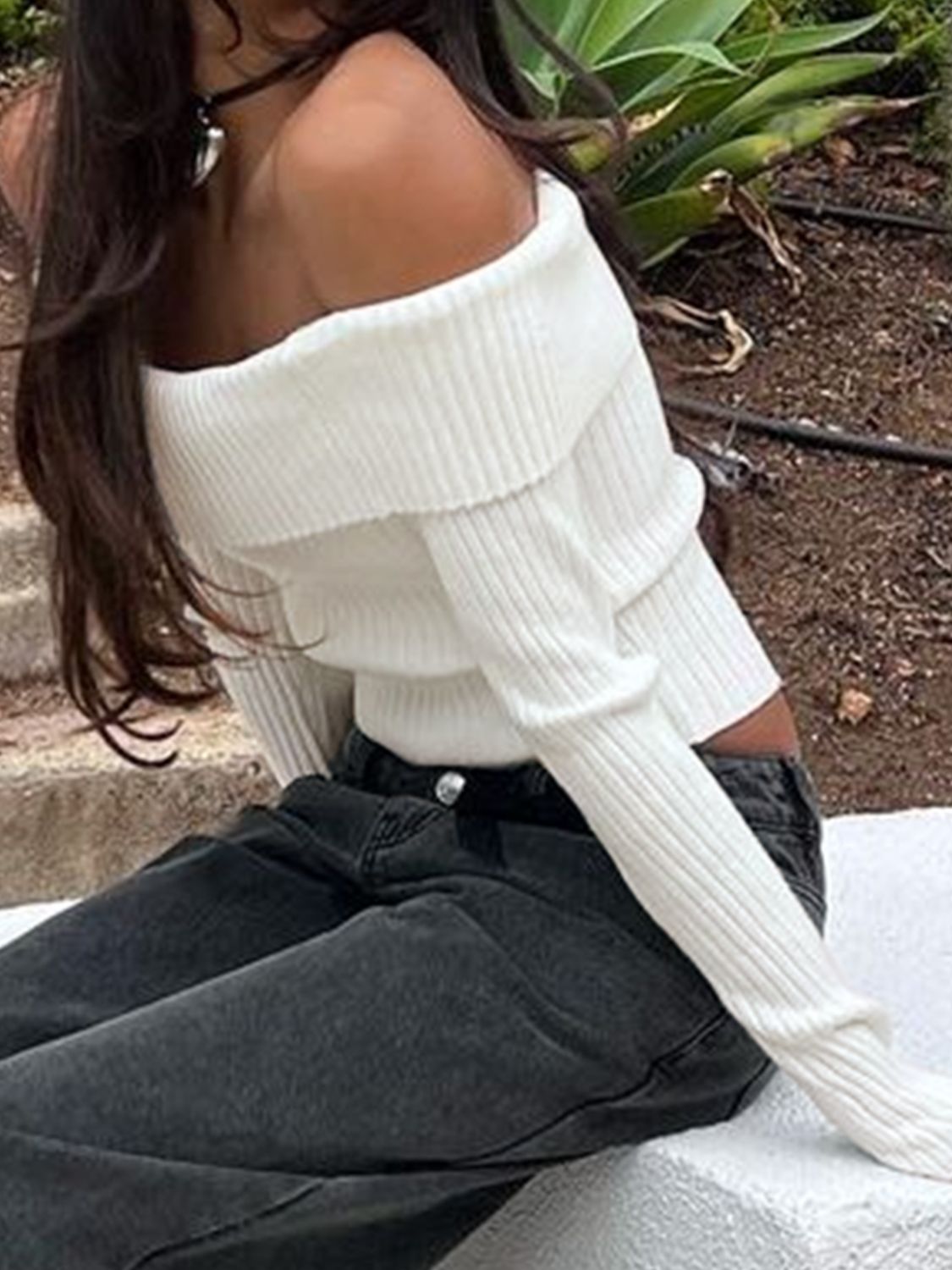 Perfee Off Shoulder Long Sleeve Sweater